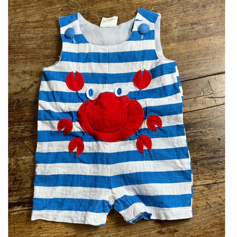 Little Wishes Striped Crab Jon Jon Baby boys size 3-6 mo